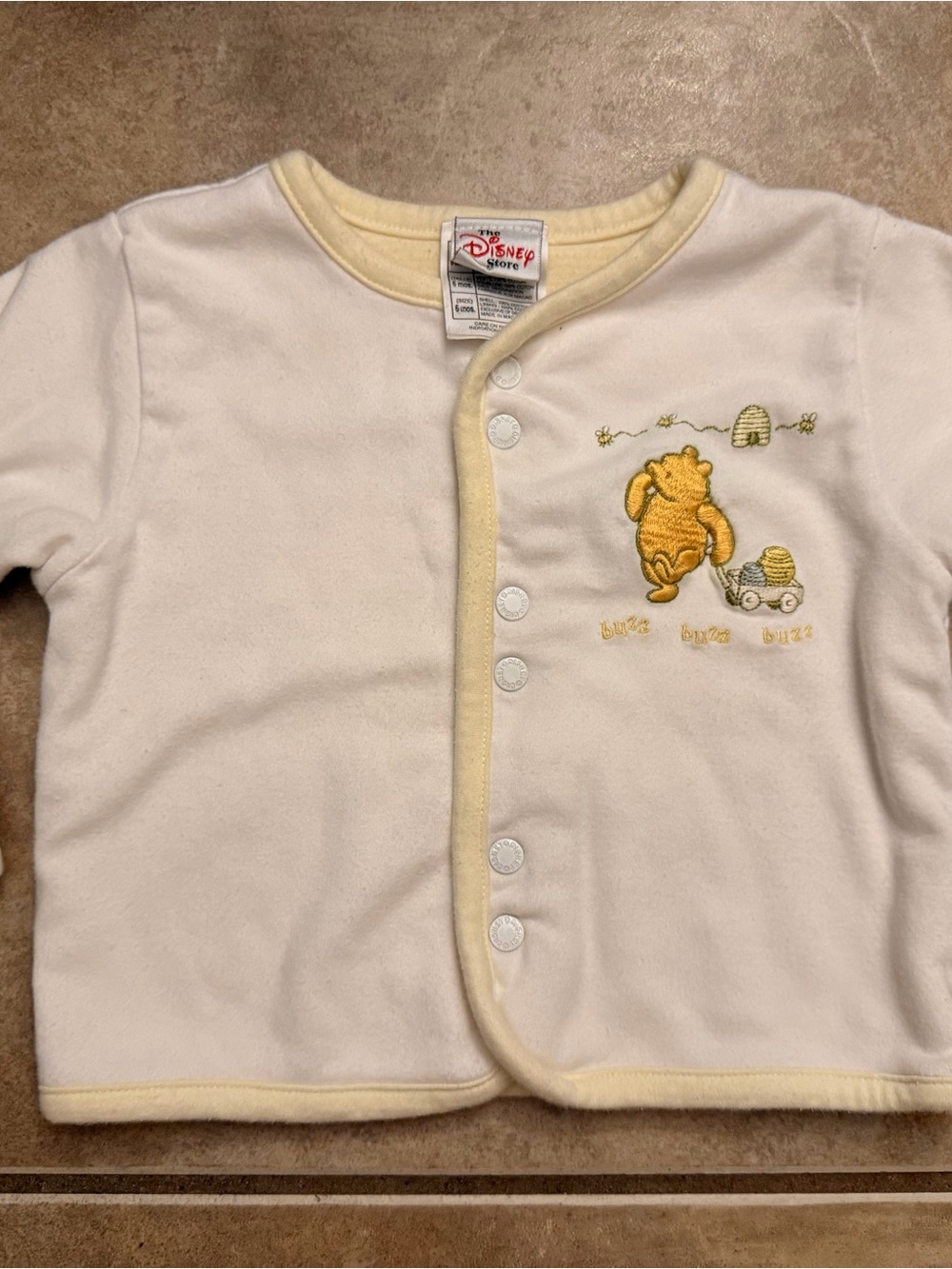 Disney Baby Winnie the Pooh Cream & Yellow Snap Cardigan